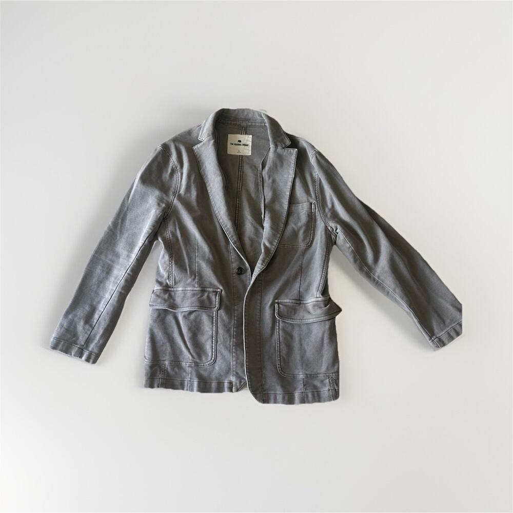 The Normal Brand Mens Large Travel Blazer Taupe Knit Sport Coat Stretch Jacket